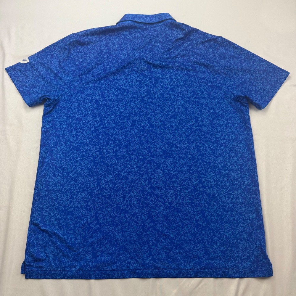 G/FORE Polo Shirt Mens XL Blue Floral Print Performance Golf Short Sleeve - Picture 8 of 9